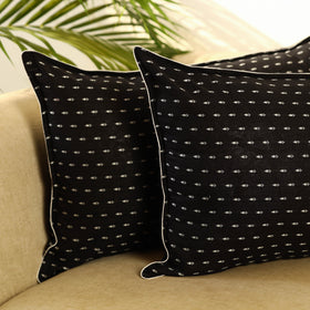 Buy Set of 2 Black Jacquard Cotton Pillow Covers