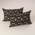 Black Set of 2 Jaipur Print Cotton Pillow Covers