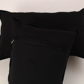 Black - set of 2 jhiri handloom cotton pillow covers 03