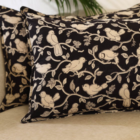 Buy Set of 2 Black Kalamkari Print Cotton Pillow Covers