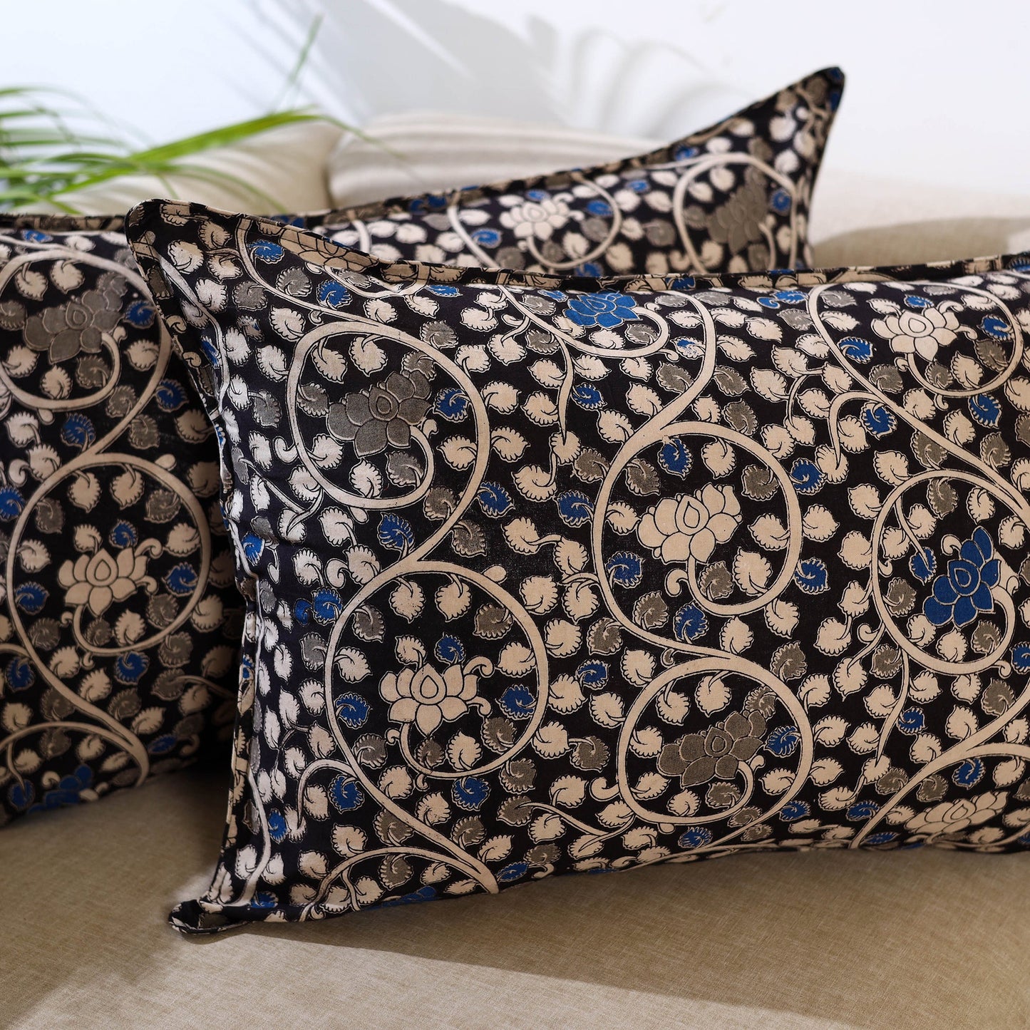 Buy Set of 2 Kalamkari Print Cotton Pillow Covers