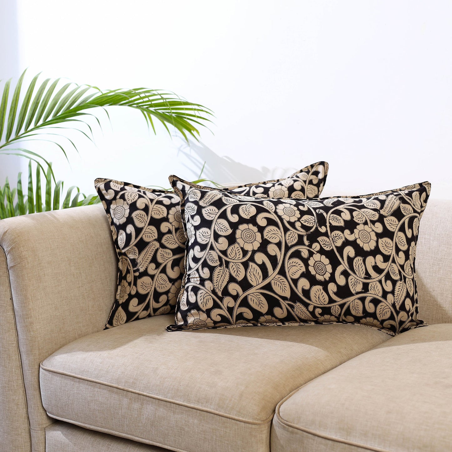 Buy Set of 2 Kalamkari Print Cotton Pillow Covers