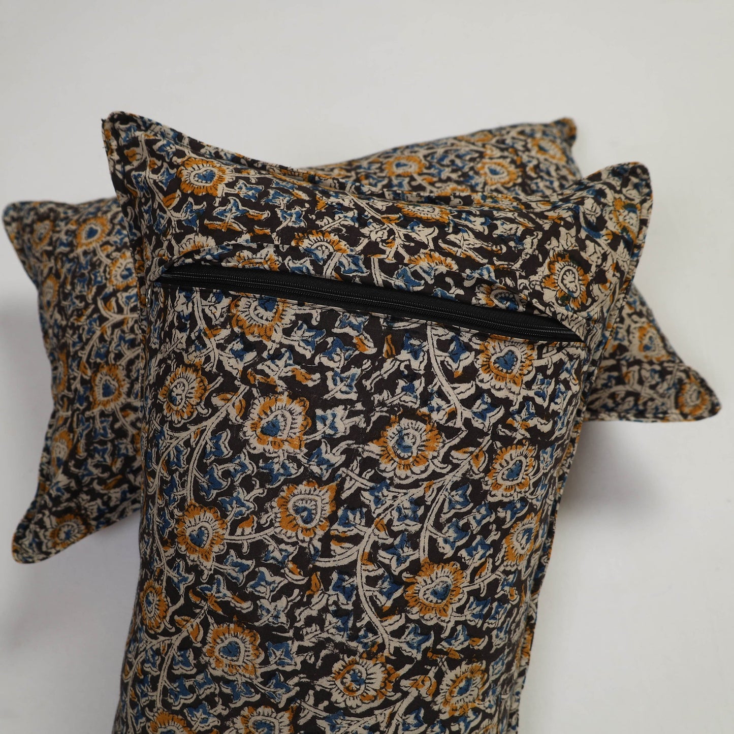 Black - set of 2 kalamkari cotton pillow covers 11