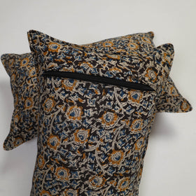 Black - set of 2 kalamkari cotton pillow covers 11