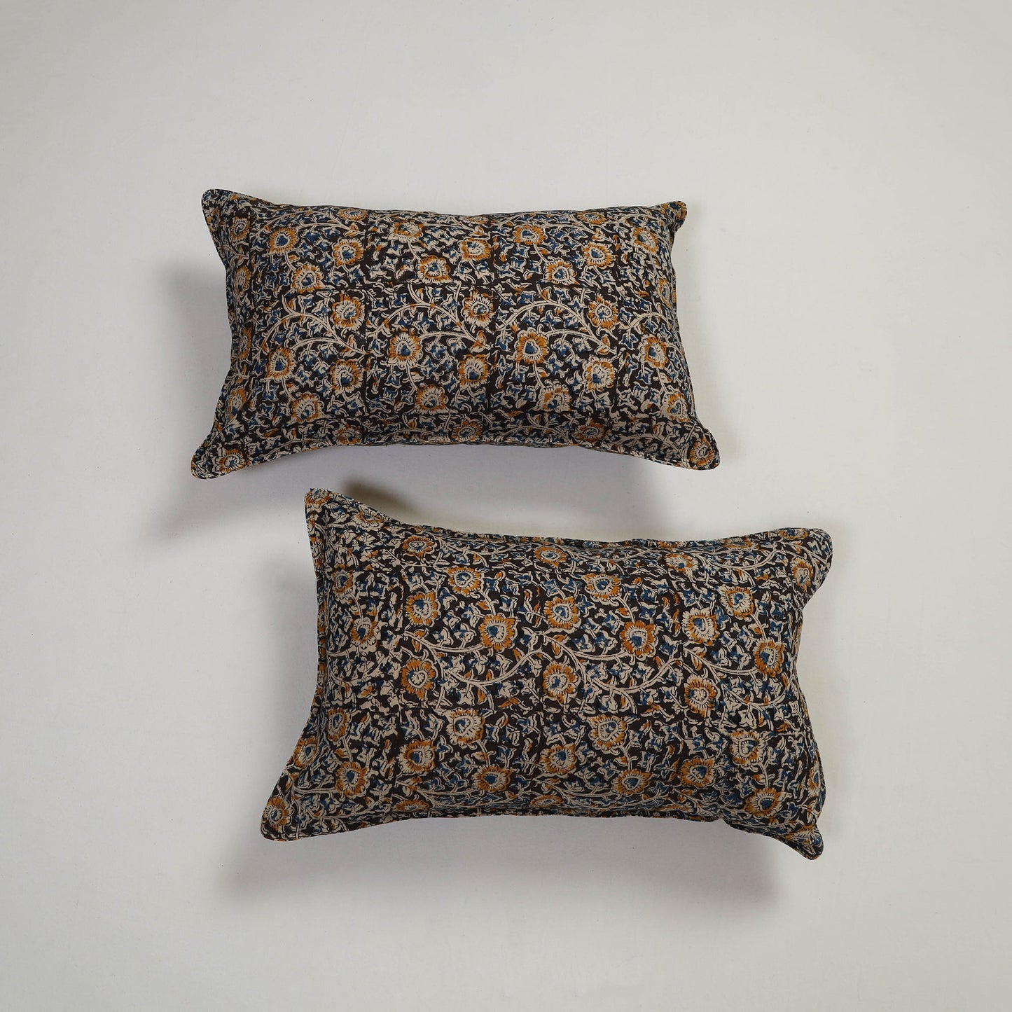 Black - set of 2 kalamkari cotton pillow covers 11