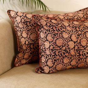 Black - set of 2 kalamkari cotton pillow covers 12