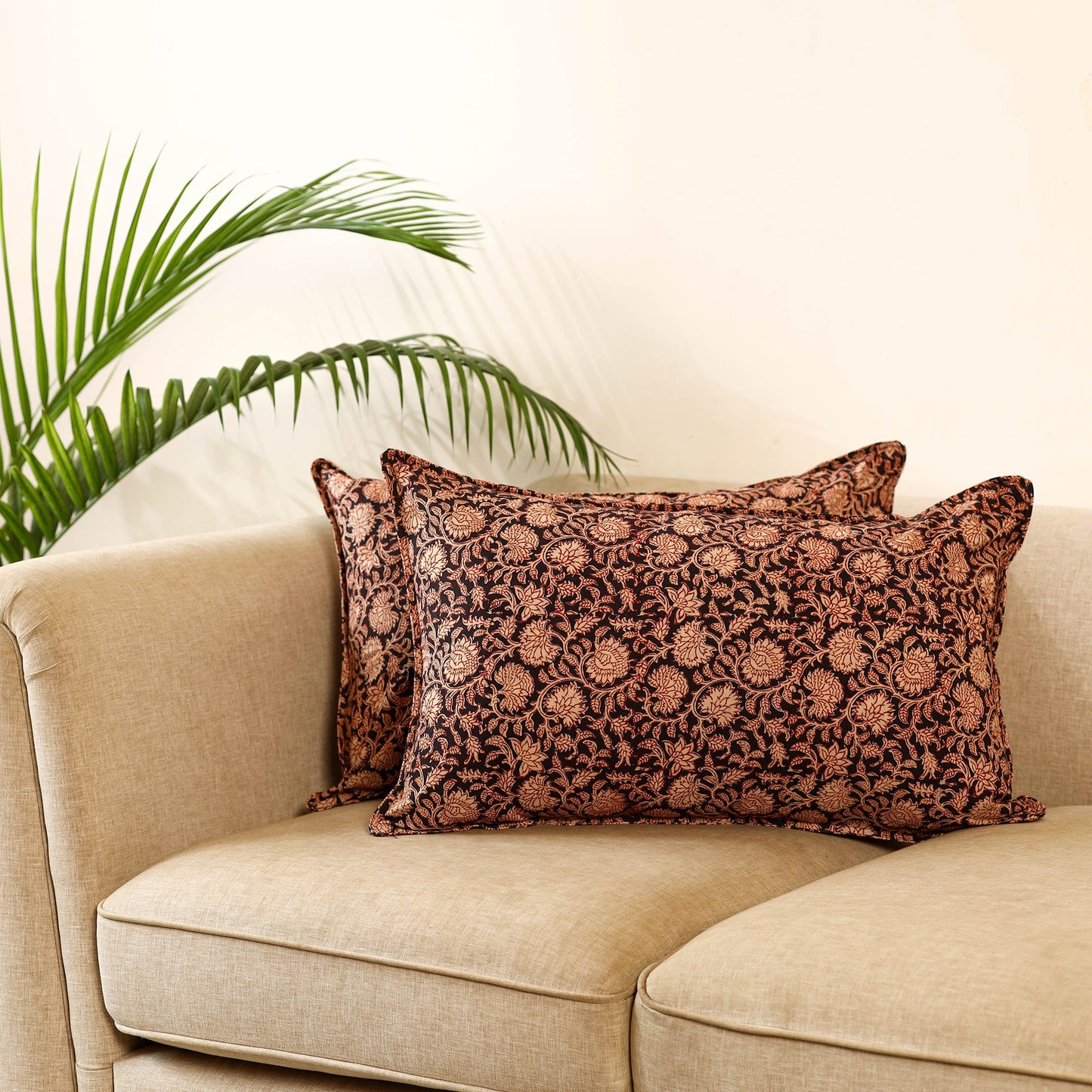 Black - set of 2 kalamkari cotton pillow covers 17