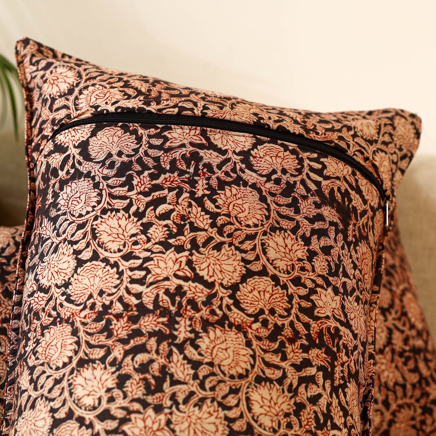 Black - set of 2 kalamkari cotton pillow covers 17