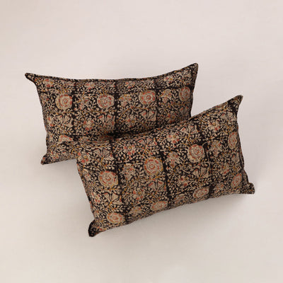Black - set of 2 kalamkari cotton pillow covers 33