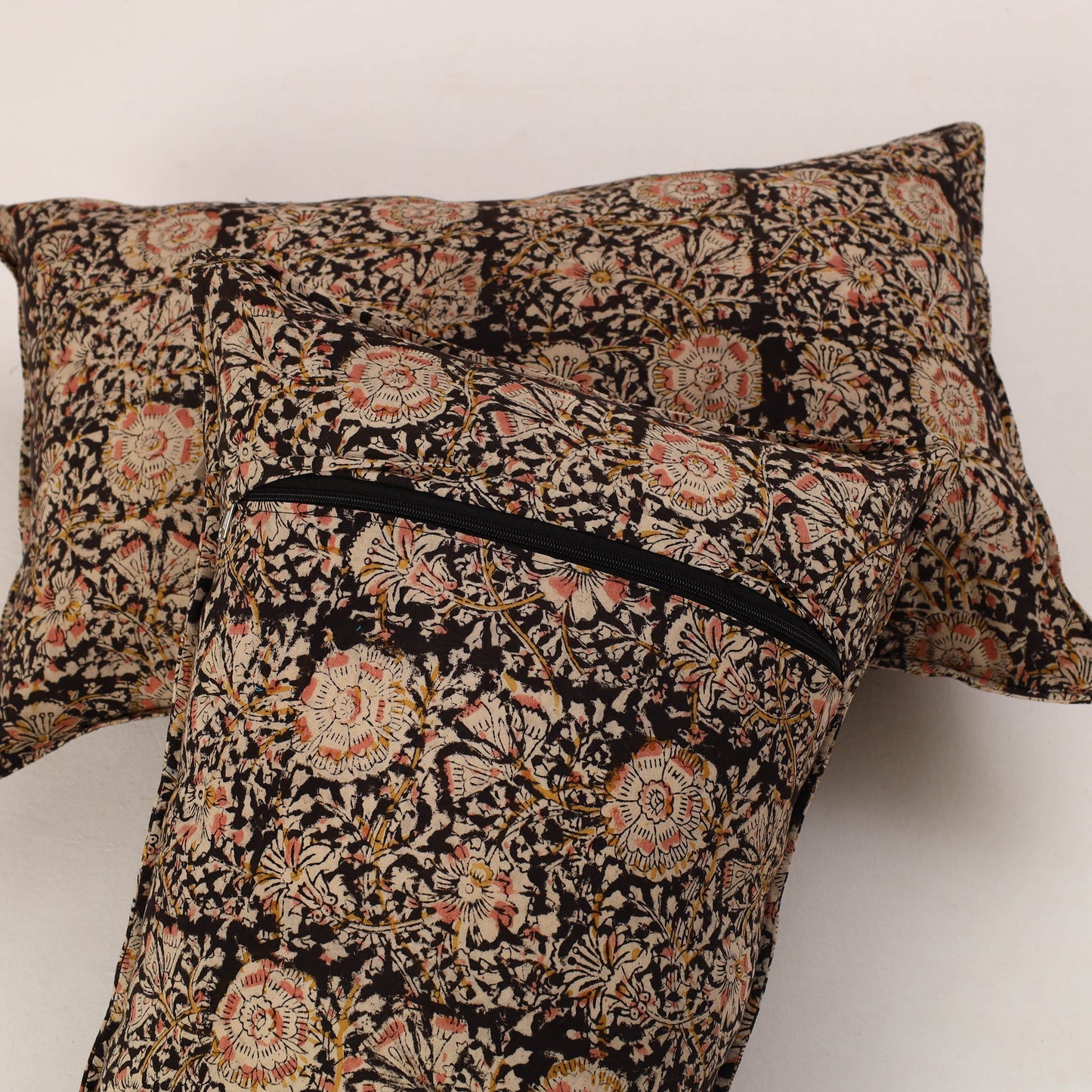 Black - set of 2 kalamkari cotton pillow covers 33