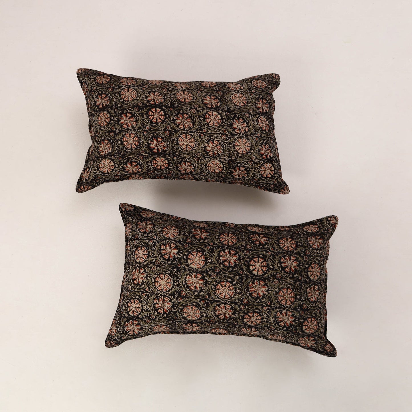Black - set of 2 kalamkari cotton pillow covers 35