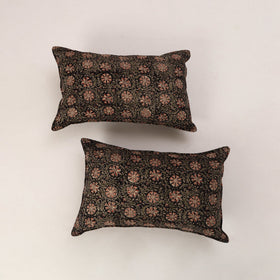 Black - set of 2 kalamkari cotton pillow covers 35