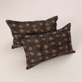 Black - set of 2 kalamkari cotton pillow covers 35