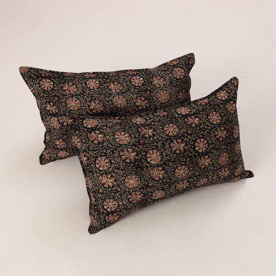 Black - set of 2 kalamkari cotton pillow covers 35