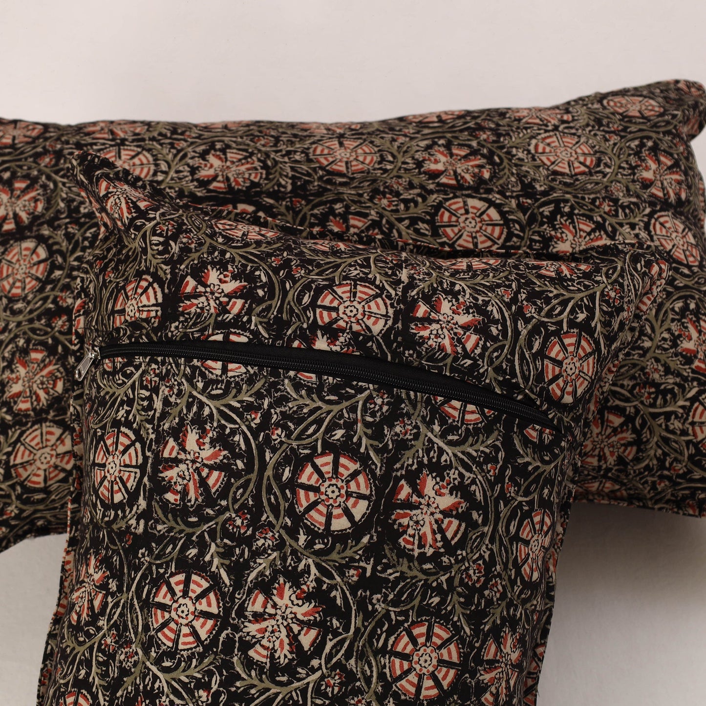 Black - set of 2 kalamkari cotton pillow covers 35