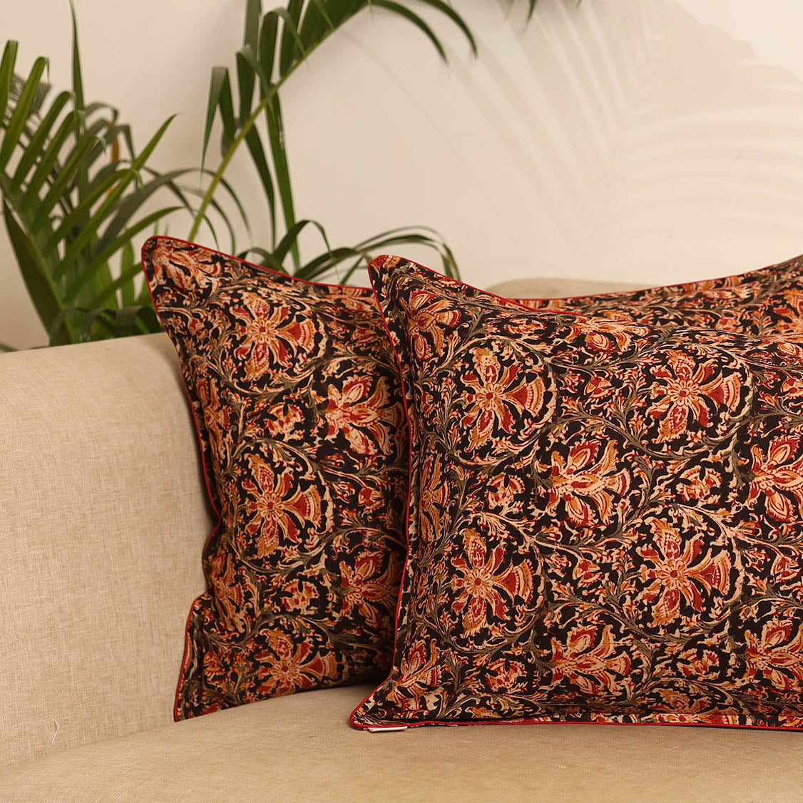 Black - set of 2 kalamkari hand pillow covers 41