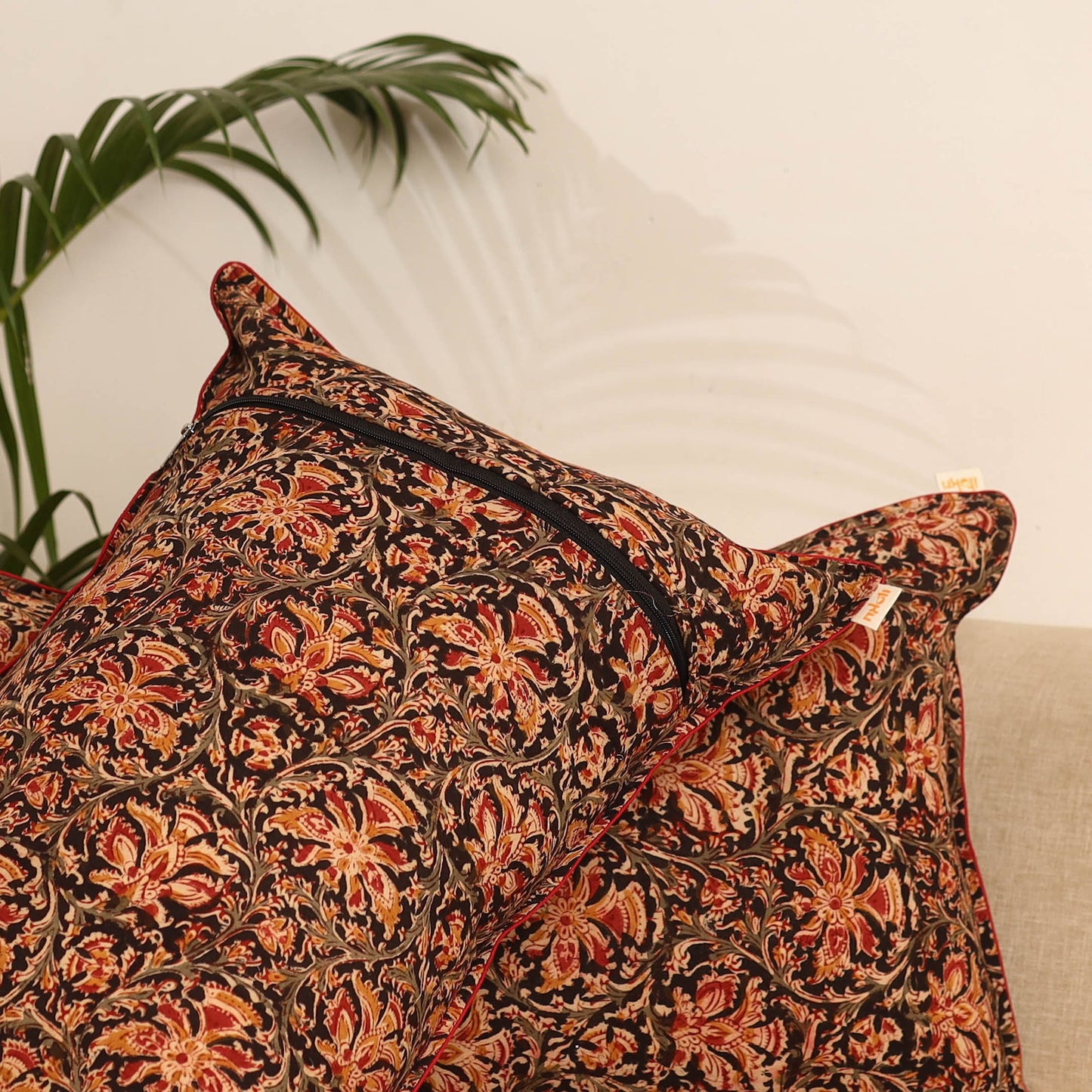 Black - set of 2 kalamkari hand pillow covers 41