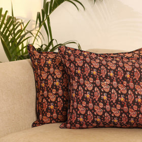 Black - set of 2 kalamkari printed pillow covers 17