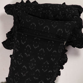 Black - set of 2 pochampally ikat cotton frill pillow