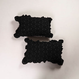Black - set of 2 pochampally ikat cotton frill pillow