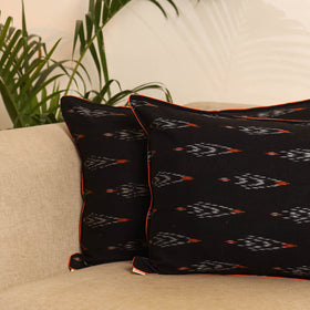Black - set of 2 pochampally ikat weave pillow covers 28