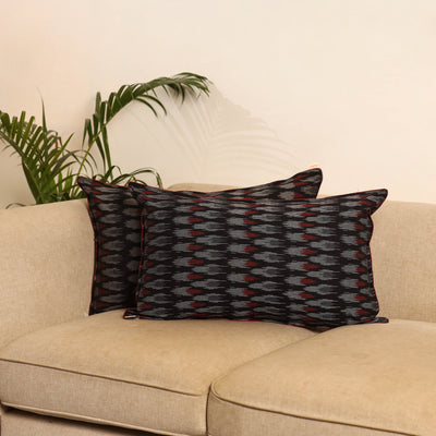 Black - set of 2 pochampally ikat weave pillow covers 29