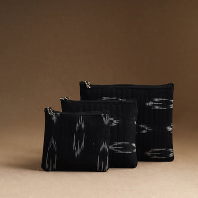 Black - set of 3 - handmade cotton utility pouches 19