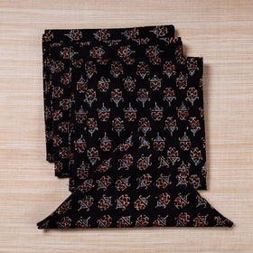 Black Hand Block Prints Cotton Table Napkin
