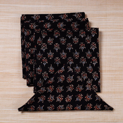 Black Hand Block Prints Cotton Table Napkin