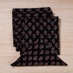 Black Hand Block Prints Cotton Table Napkin