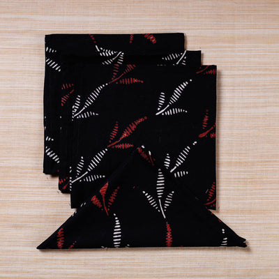  Black Hand Block Prints Cotton Table Napkin