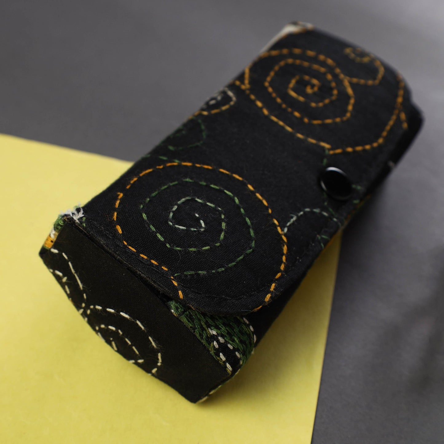 Black Handcrafted Bengal Kantha Work Spectacle Case 10