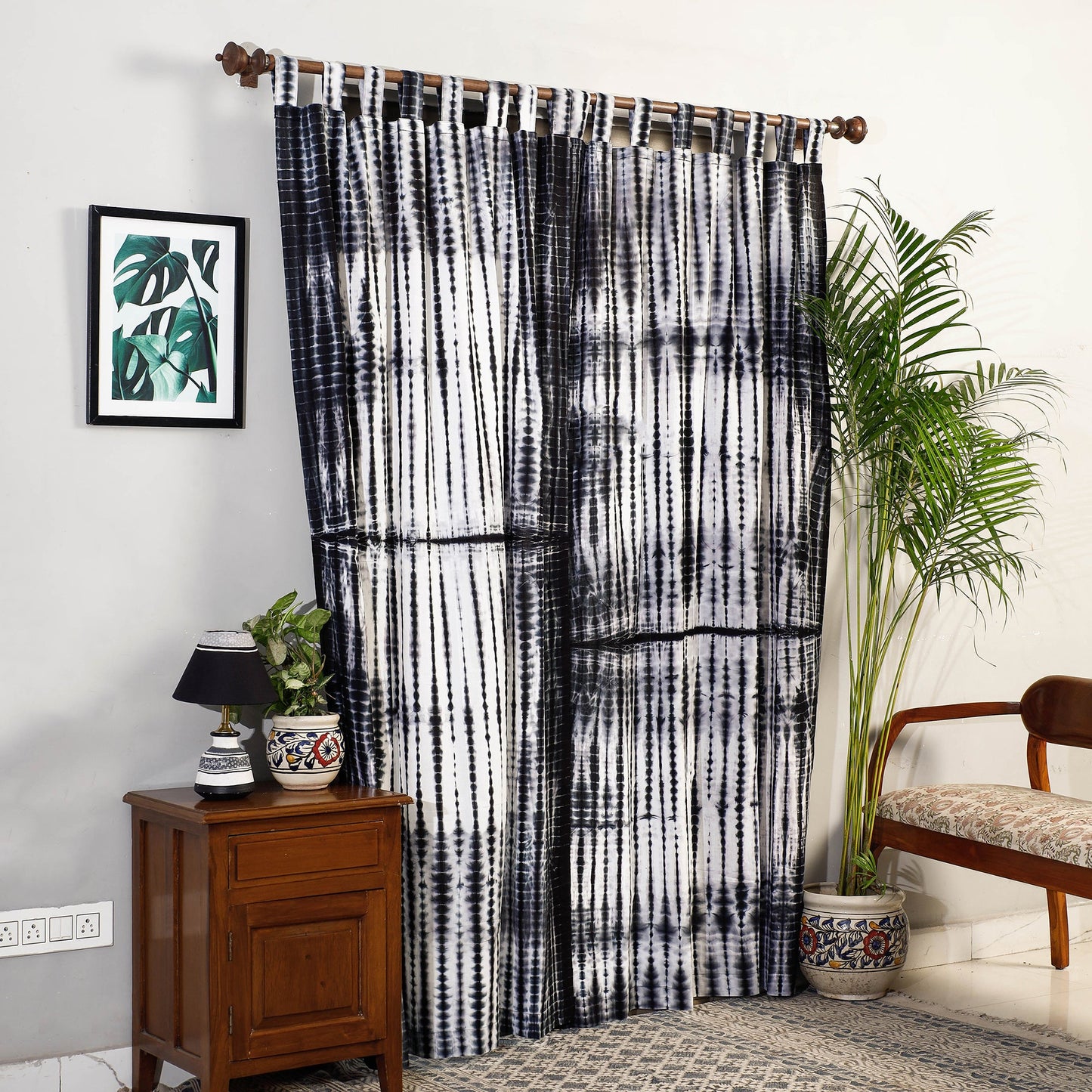 Buy Shibori Tie-Dye Cotton Door Curtain - Set of 2 Online l iTokri.com