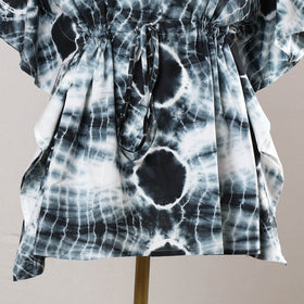 Black - Shibori Tie-Dye Cotton Kaftan with Tie-Up Waist (Short)