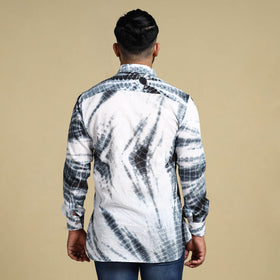 Black - Shibori Tie-Dye Cotton Men Full Sleeve Shirt
