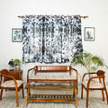 Black - shibori tie-dye cotton window curtain (5 x 3 feet)