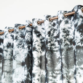 Black - shibori tie-dye cotton window curtain (5 x 3 feet)