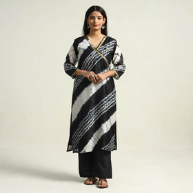 Buy Shibori Tye-Dye Chanderi Silk Kurta with Palazzo & Dupatta Set Online at iTokri.com