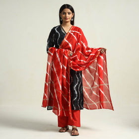  Shibori Tye-Dye Chanderi Silk Kurta with Palazzo & Dupatta Set Online at iTokri.com