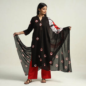 Buy Shibori Tye-Dye Mul Cotton Kurta with Palazzo & Dupatta Set Online at iTokri.com