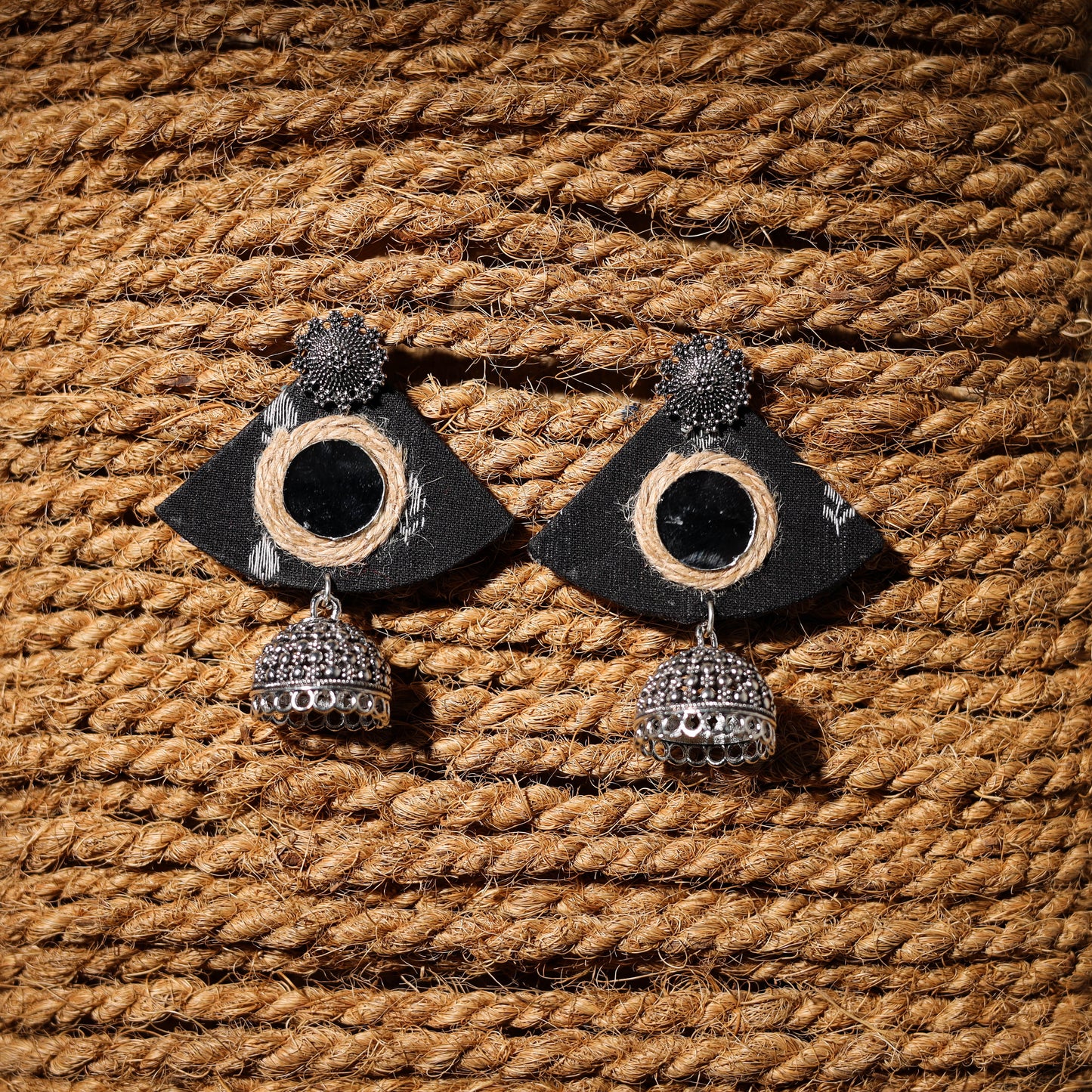 Black - shipra handcrafted gs fabart jhumki earrings