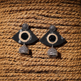 Black - shipra handcrafted gs fabart jhumki earrings