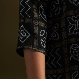 Black - silk bandhani kurta set with lagdi patta (set of 2)