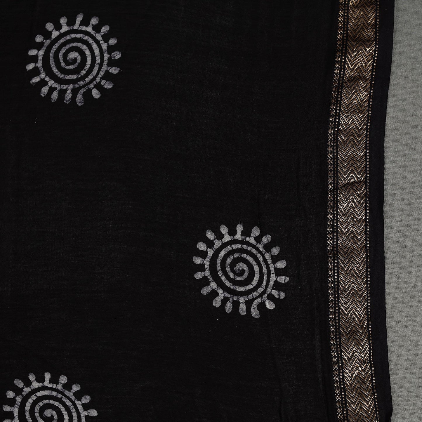 Black - silk cotton hand batik saree with blouse 13