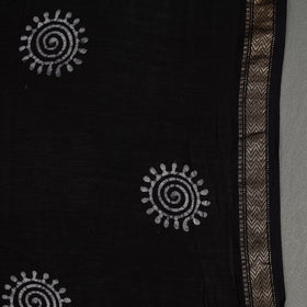 Black - silk cotton hand batik saree with blouse 13