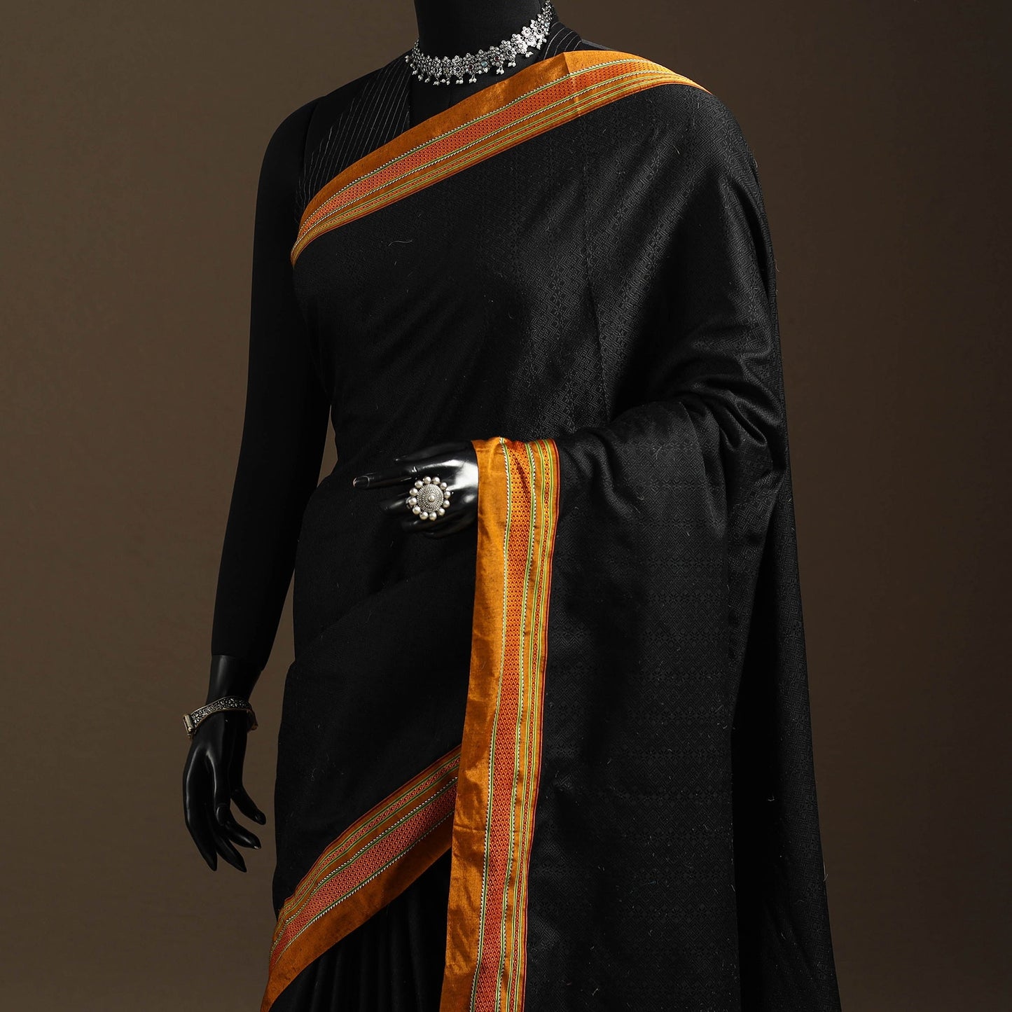 Silk cotton khun saree with ilkal pallu chikki paras border