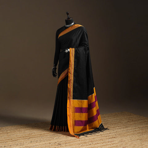 Silk cotton khun saree with ilkal pallu chikki paras border