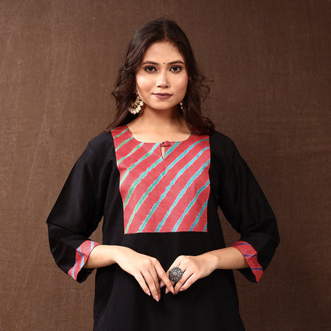 Buy Black Silk Plain Long Kurta for Women