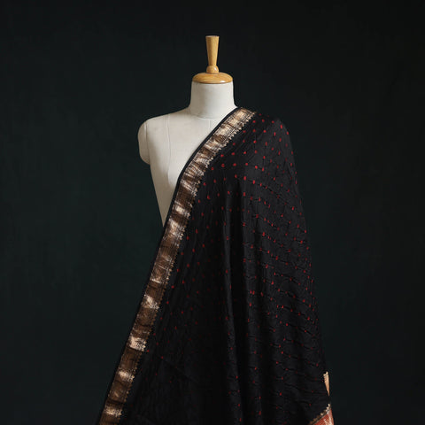 Silk tie-dye bandhani fabric with zari border 17