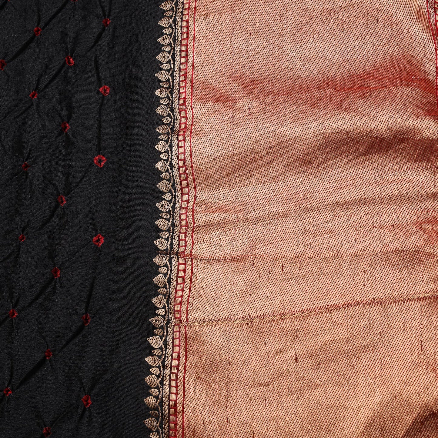 Silk tie-dye bandhani fabric with zari border 17